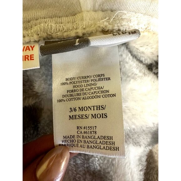 NWOT Baby Mack Infant Fleece Plaid Hooded Romper with Bear Feet 3-6 Months - Picture 5 of 6